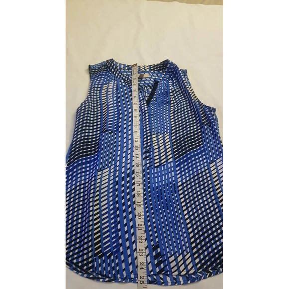 Banana Republic Womens Blouse Size XS Sleeveless Top V Neckline Blue White Print - Picture 11 of 12